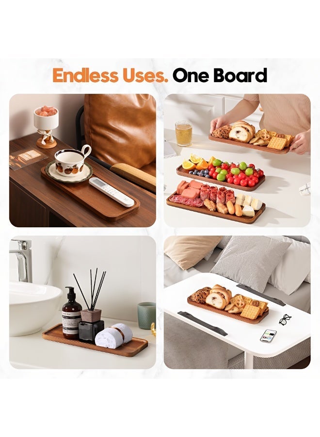ALMiHomi Rectangular Wooden Serving Tray – Natural Wood Serving Board – 30×12cm Small Table Tray for Food, Coffee, Tea, Bread, Fruit – Kitchen & Home Decor - Image 2